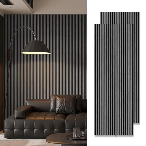 Art3d Acoustic Wood Slat Panels 94.5″x24″, 2-Pack, 31sq.ft, Smoky Oak