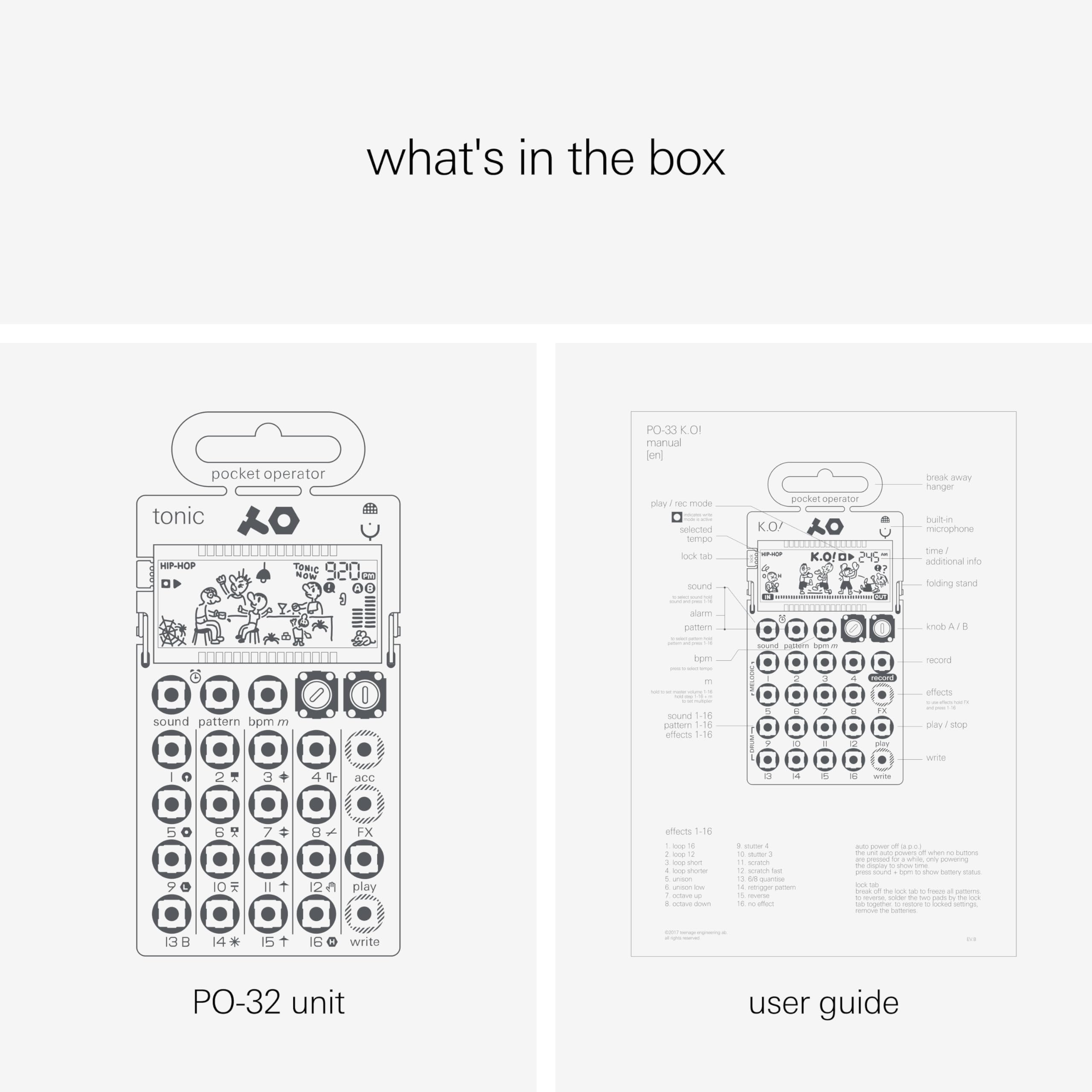 teenage engineering pocket operator PO-32 tonic, drum and percussion synthesizer and sequencer, unlimited sounds with microtonic through data transfer