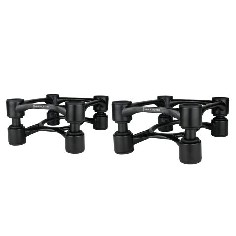 IsoAcoustics Aperta Series Isolation Speaker Stands with Tilt Adjustment: Aperta (6.1″ x 7.5″) Black Pair