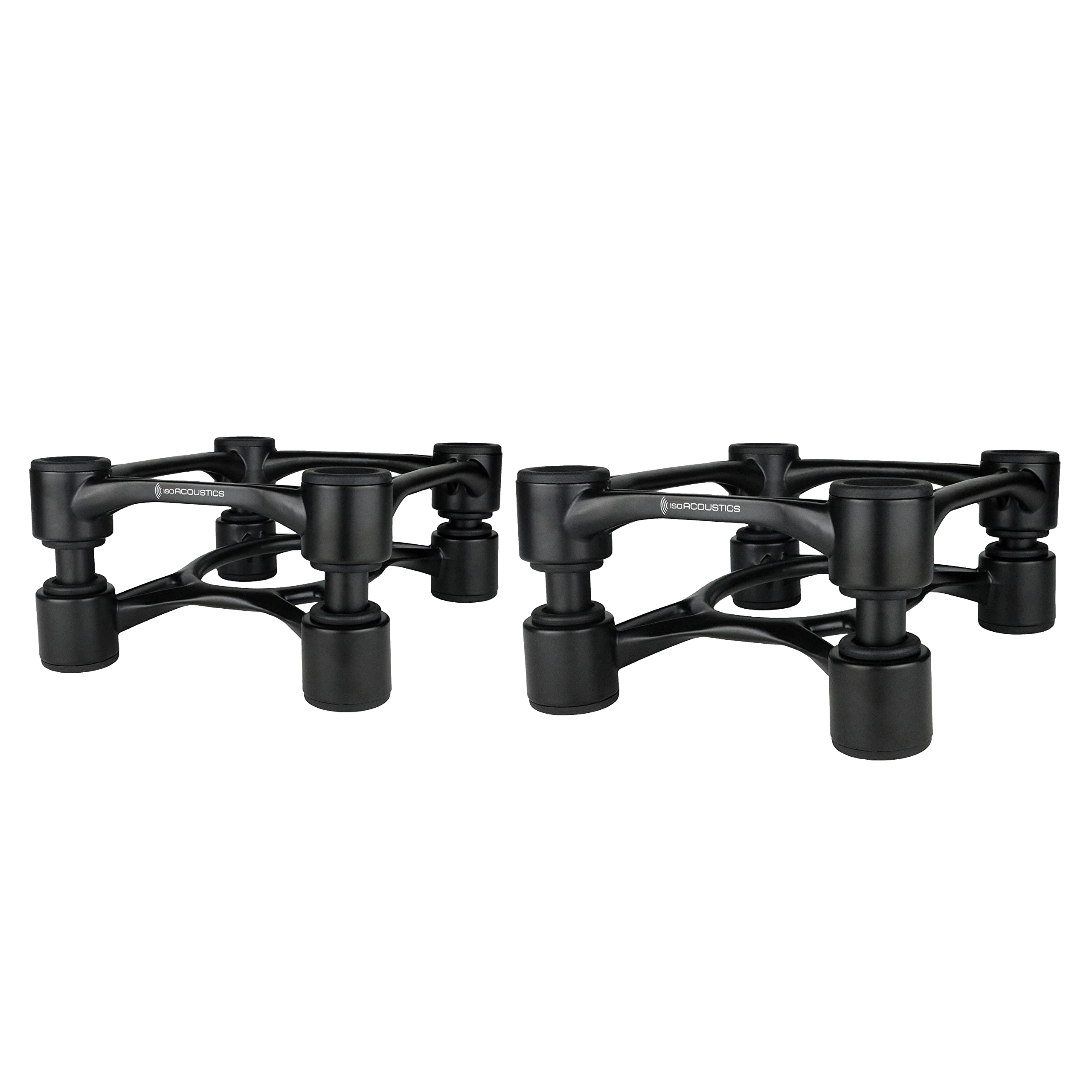 IsoAcoustics Aperta Series Isolation Speaker Stands with Tilt Adjustment: Aperta (6.1″ x 7.5″) Black Pair