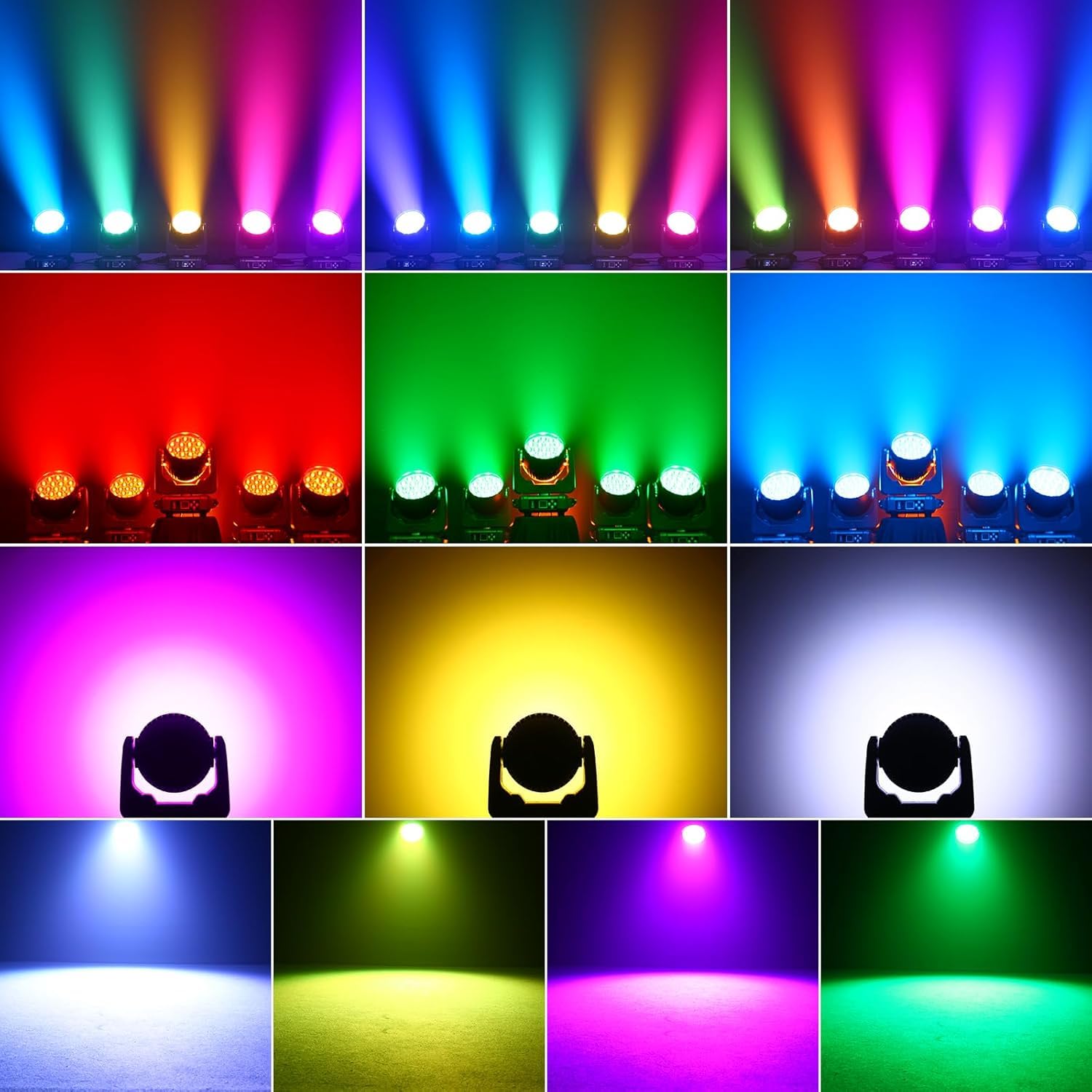 Moving Head DJ Lights, 19x18W DJ Stage Lighting with 4-in-1 RGBW, Professional Auto, DMX512,Sound Activated and Self-propelled Control DJ Lights for Music Party Disco Wedding