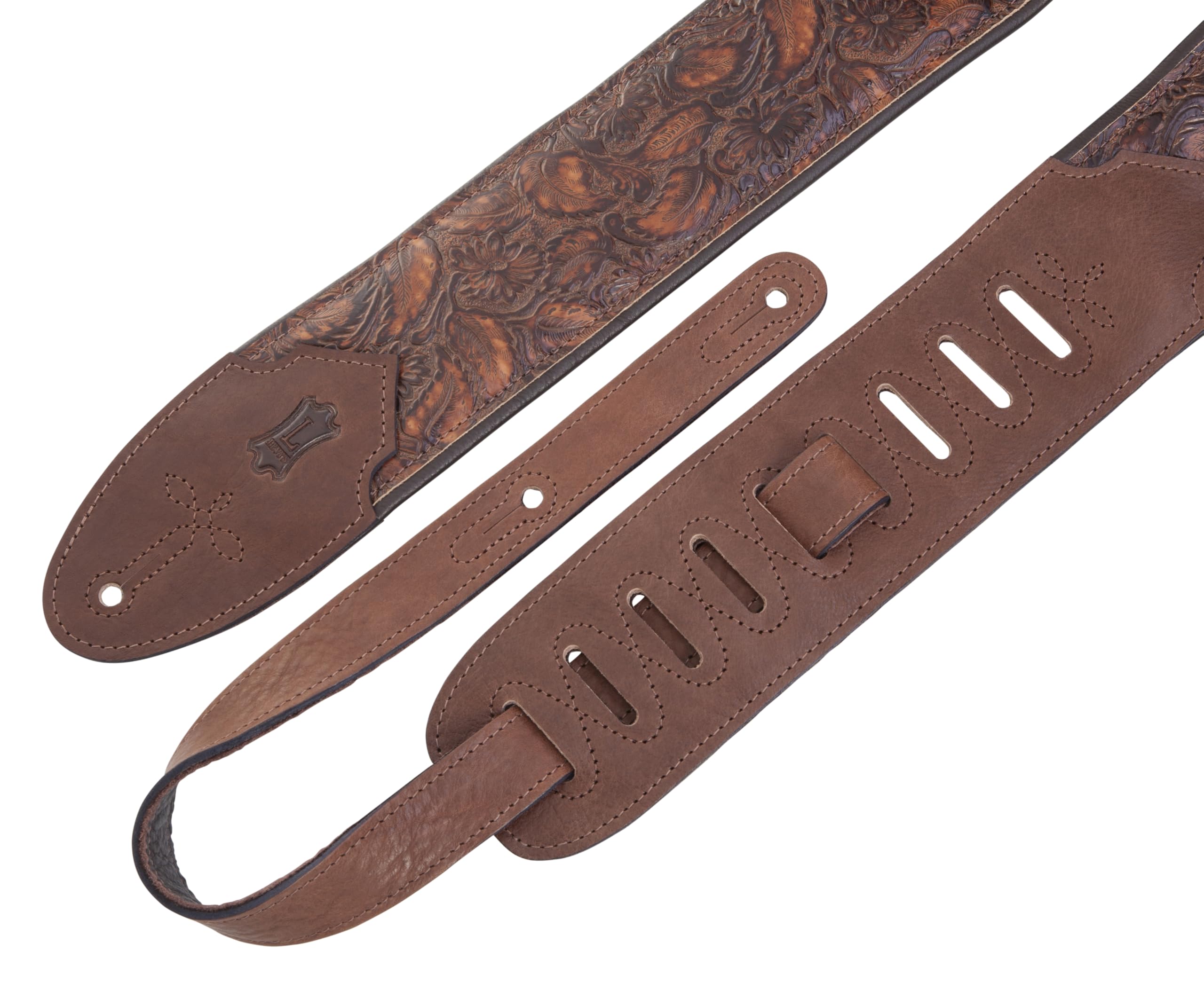 Levy’s Leathers Sundance Series 3″ Wide Embossed Leather Guitar Strap – Premium Geranium Whiskey Western Pattern, Wide & Comfortable Support (M4WP-006)