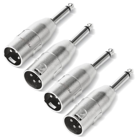 pegcabac 4-Pcs XLR Male to 1/4″ 6.35mm TRS Male Adapter, Silver
