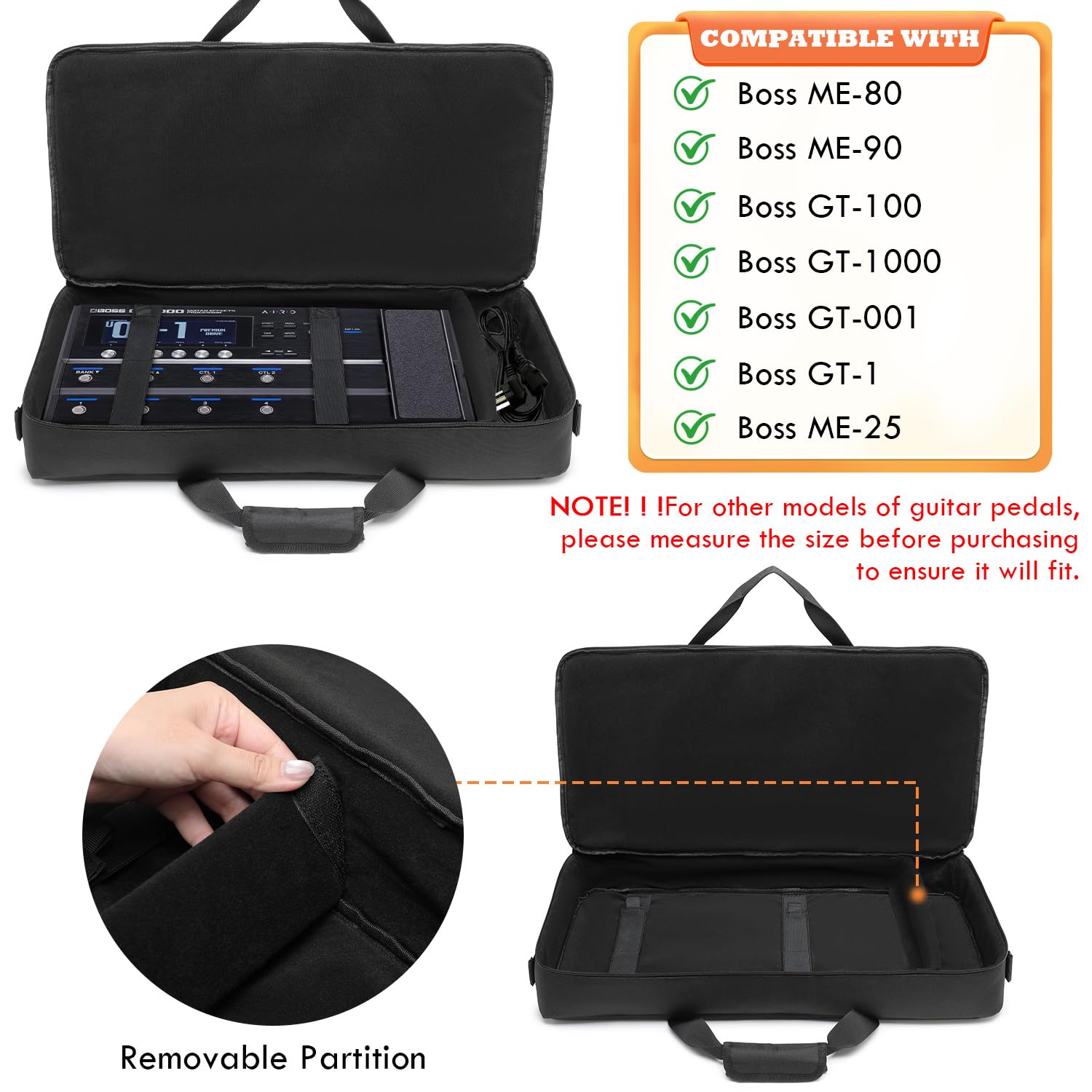 Carrying Bag Fits Boss ME-80/ME-90/GT-1000/GX-100Guitar Multi-effects Pedal