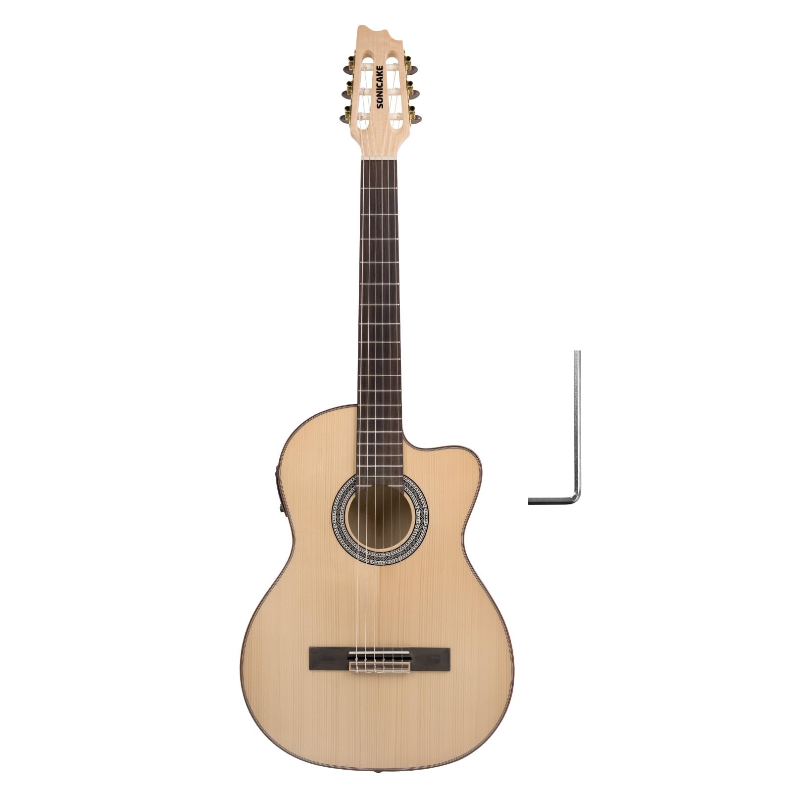 SONICAKE 39″ Acoustic Electric Crossover Guitar, Nylon String, Natural