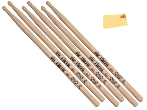 Vic Firth Signature Series Chris Coleman Drumsticks – 3‑Pack Bundle with Austin Bazaar Polishing Cloth