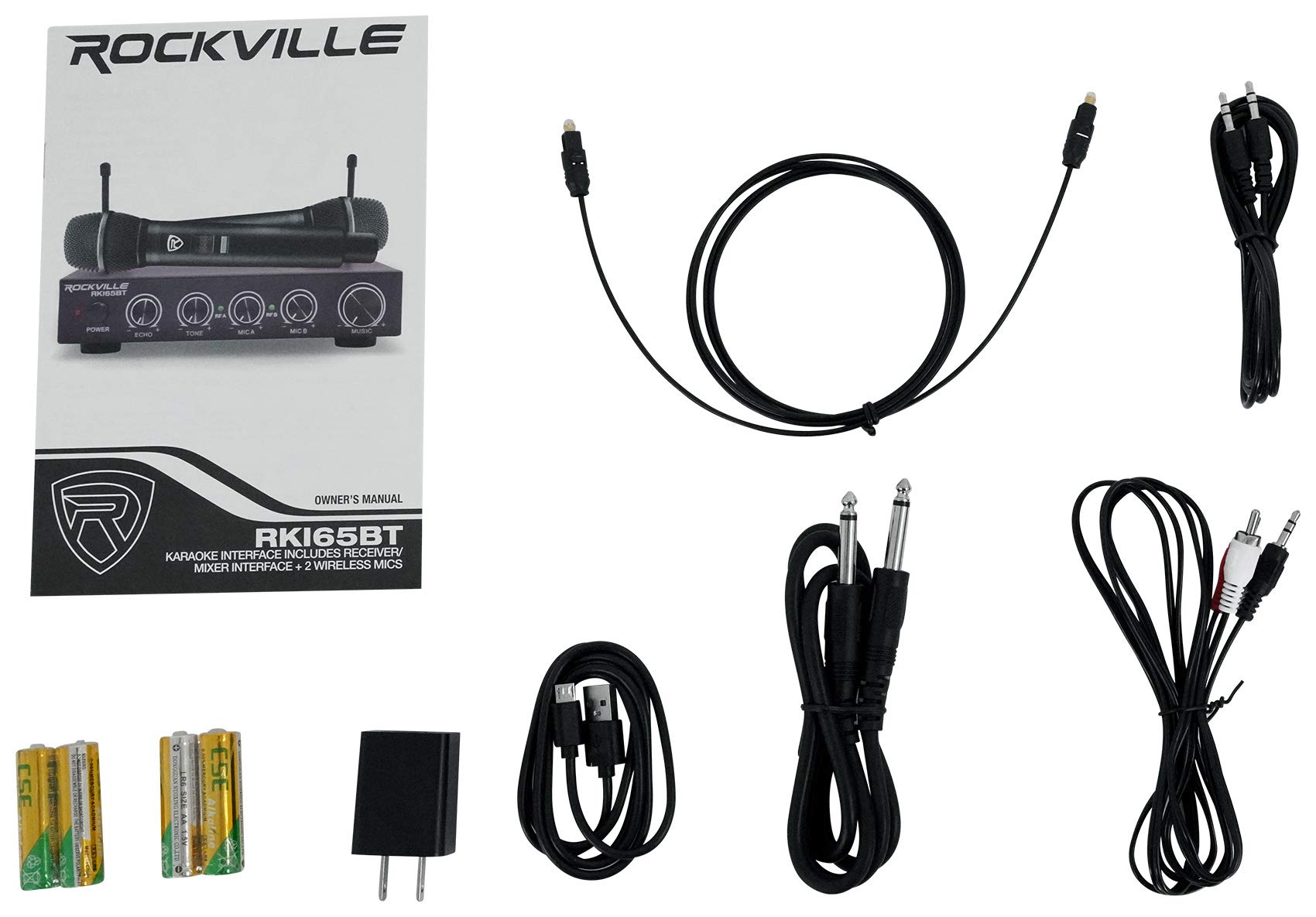 Rockville RKI65BT Dual UHF Bluetooth Wireless Microphone Karaoke Interface