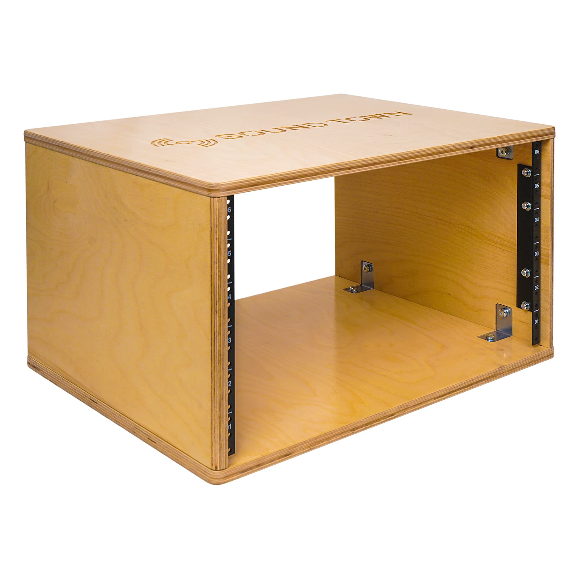 Sound Town DIY 6U Studio Rack with Solid Baltic Birch Plywood, Golden Oak, Assembly Required (SDRK-Y6)