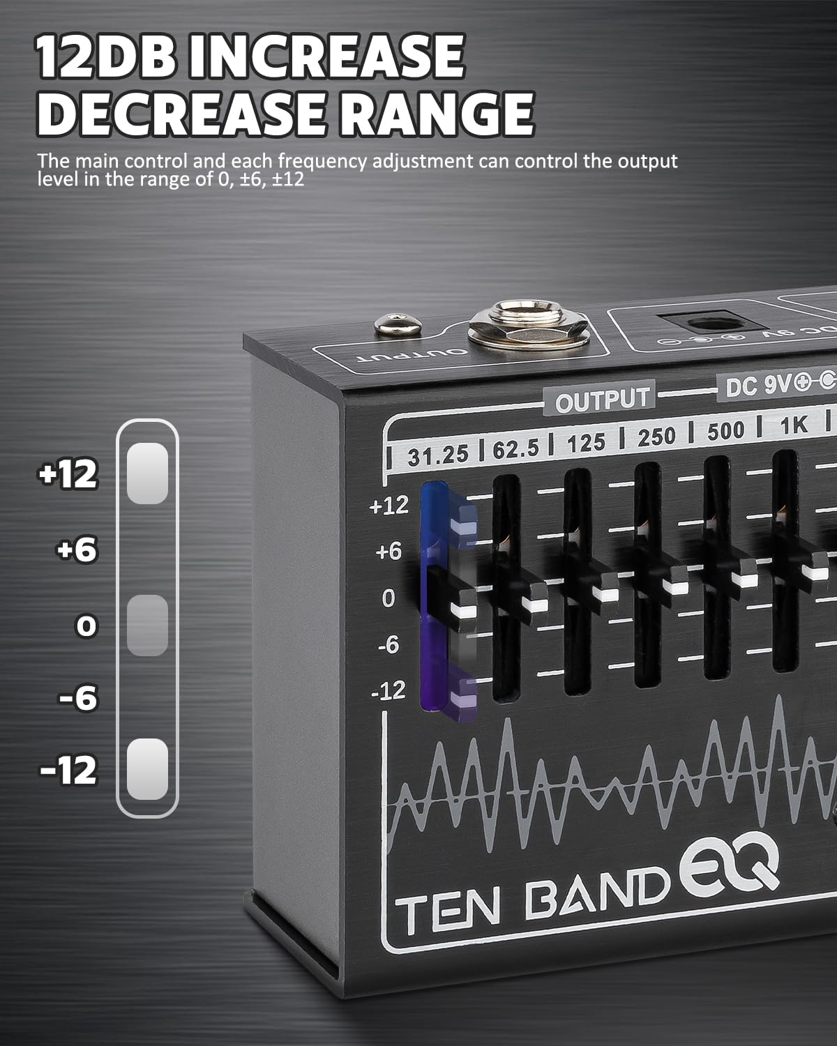 STRICH 10-Band EQ Pedal for Guitar & Bass, ±12dB per Band