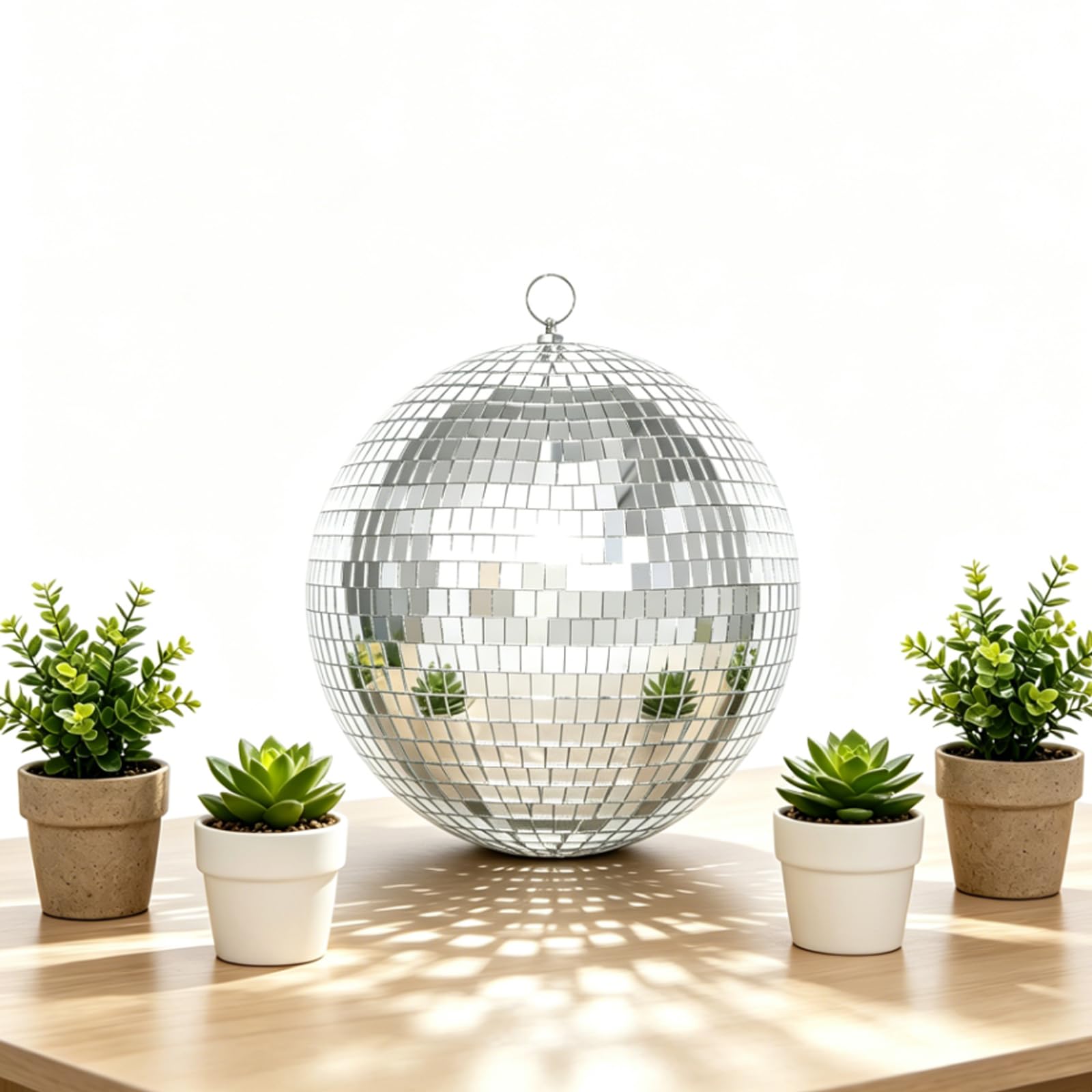 EELLAO 12inch Disco Ball Mirror Balls Large Hanging Disco Balls for Party Decorations, Weddings, Events, (12inch Disco Ball x 1pc, Replacement Mirror x 15pcs)