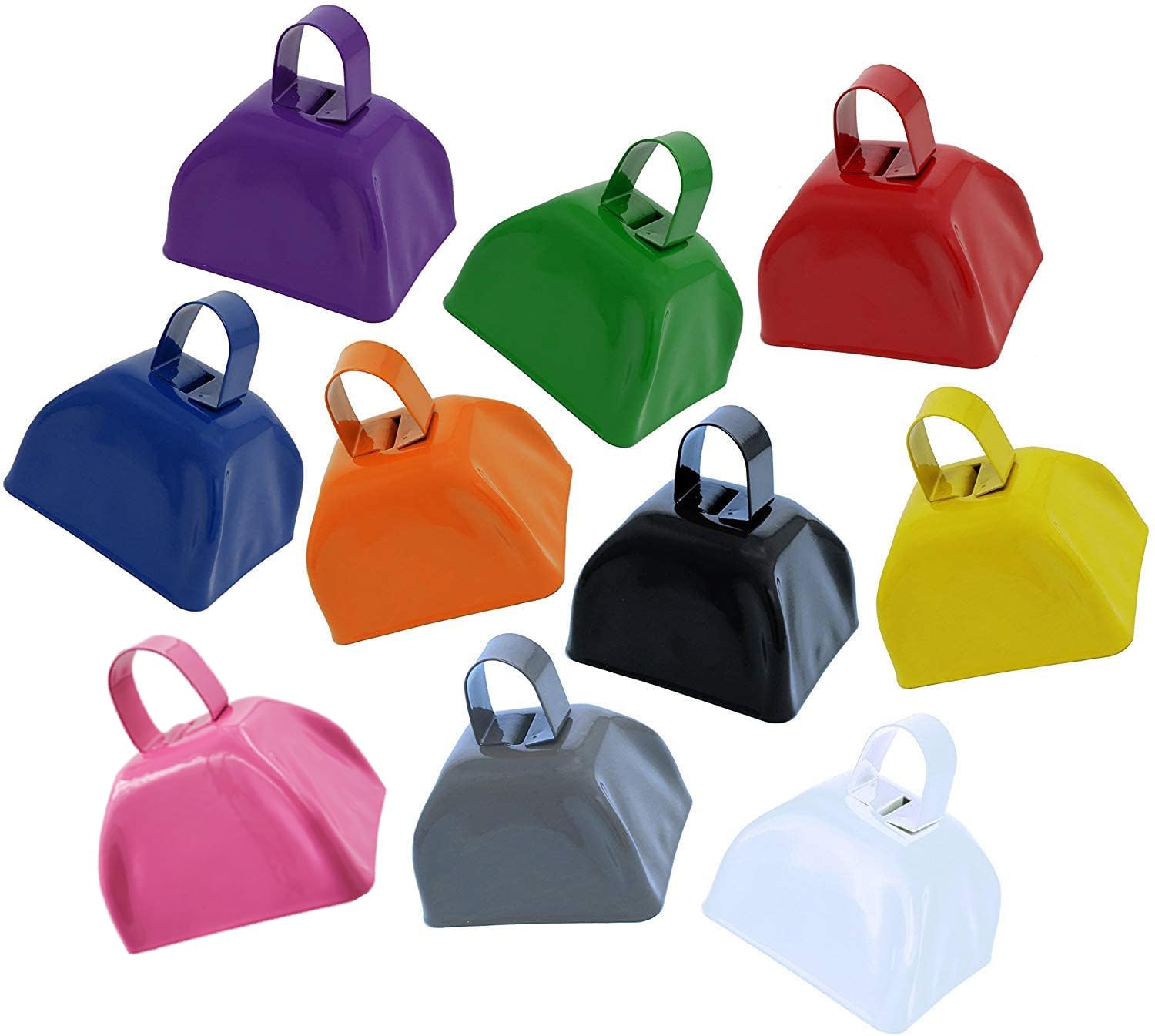 Purple Metal Cowbell Noisemaker Cheering Bell, New Years, School Classroom, Wedding Bells & Chimes Percussion Musical Instruments Call Bell Alarm, 3″ (12-Pack)