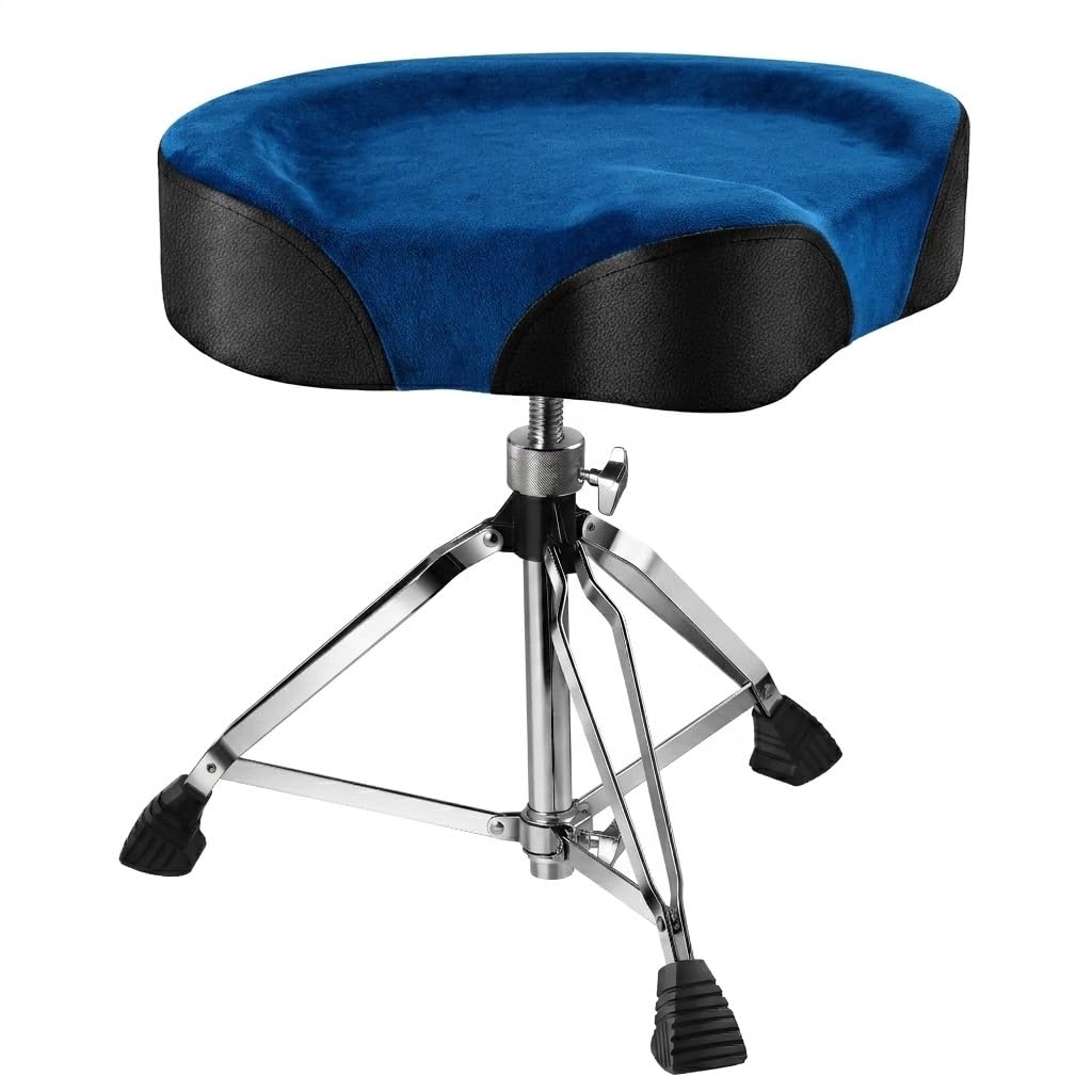 Augioth Height Adjustable Drum Stool, Memory Foam, Black Leather