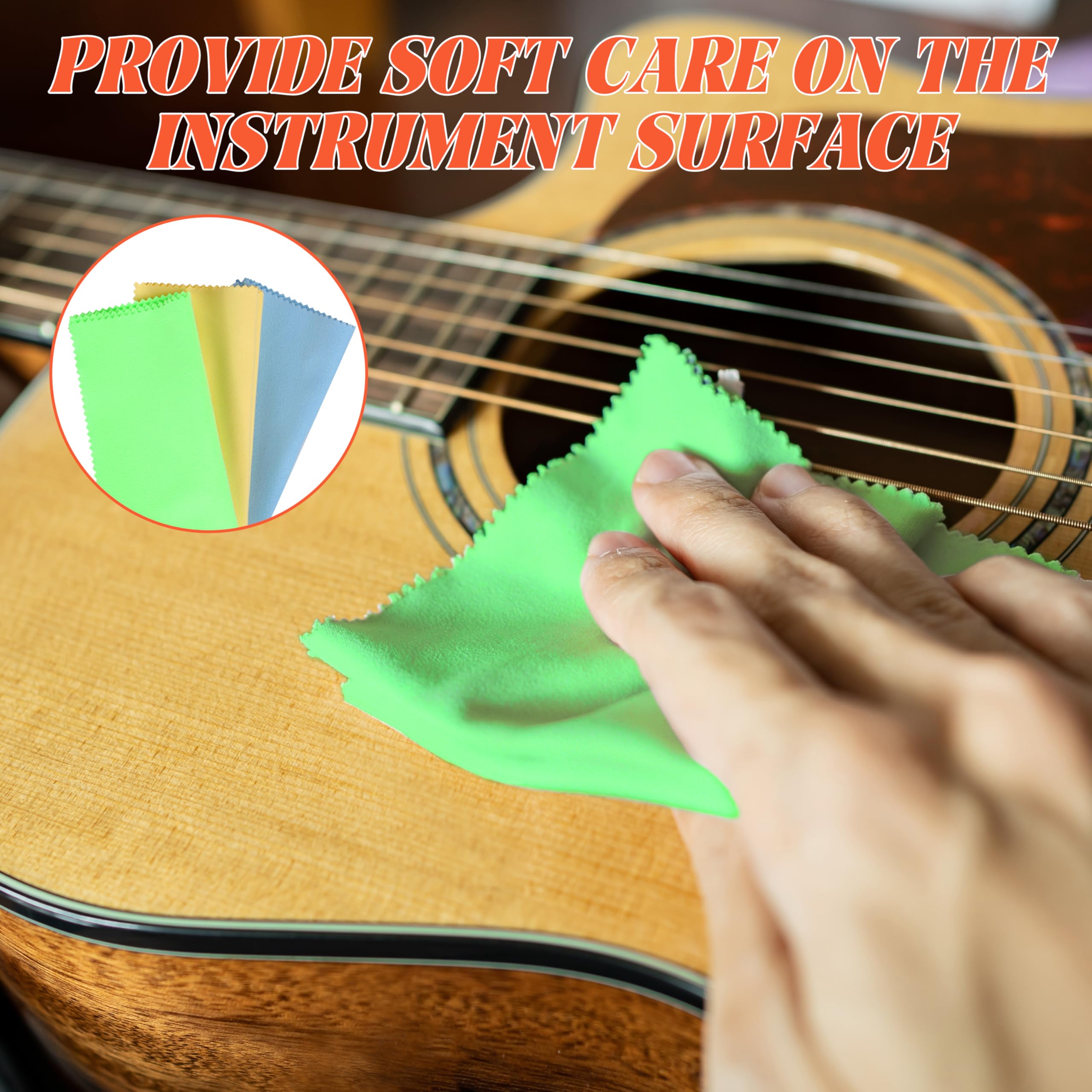 9 Pack Guitar Cloths, 12″x12″ Microfiber Flute Suede Cleaning Cloth for Musical Instruments Plush Polishing Cloths for Guitar Violin Piano Clarinet Trumpet Sax Universal
