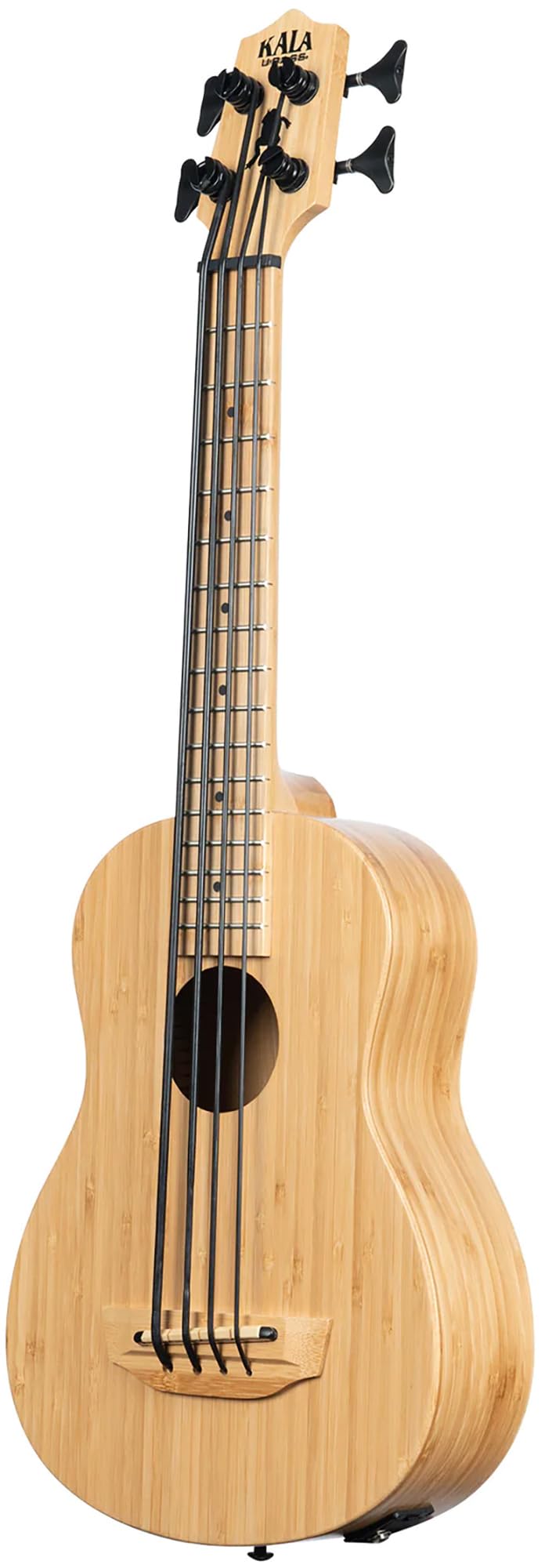 Kala UBASS-EM-FL Exotic Mahogany Fretless Acoustic-Electric U-Bass Ukulele Bundle with Hard Case, Tuner, Austin Bazaar Instructional DVD, and Polishing Cloth