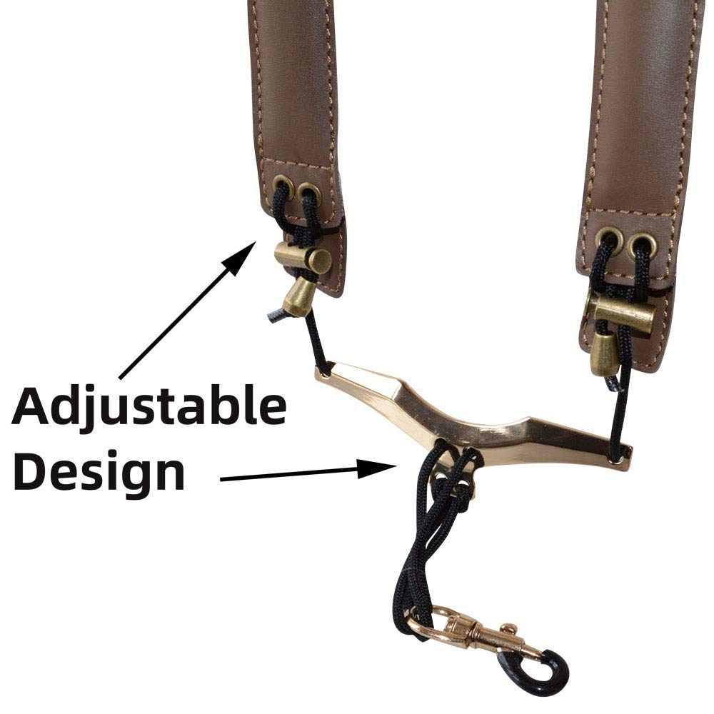 adorence Leather Saxophone Shoulder Strap Sax Harness Strap – Brown