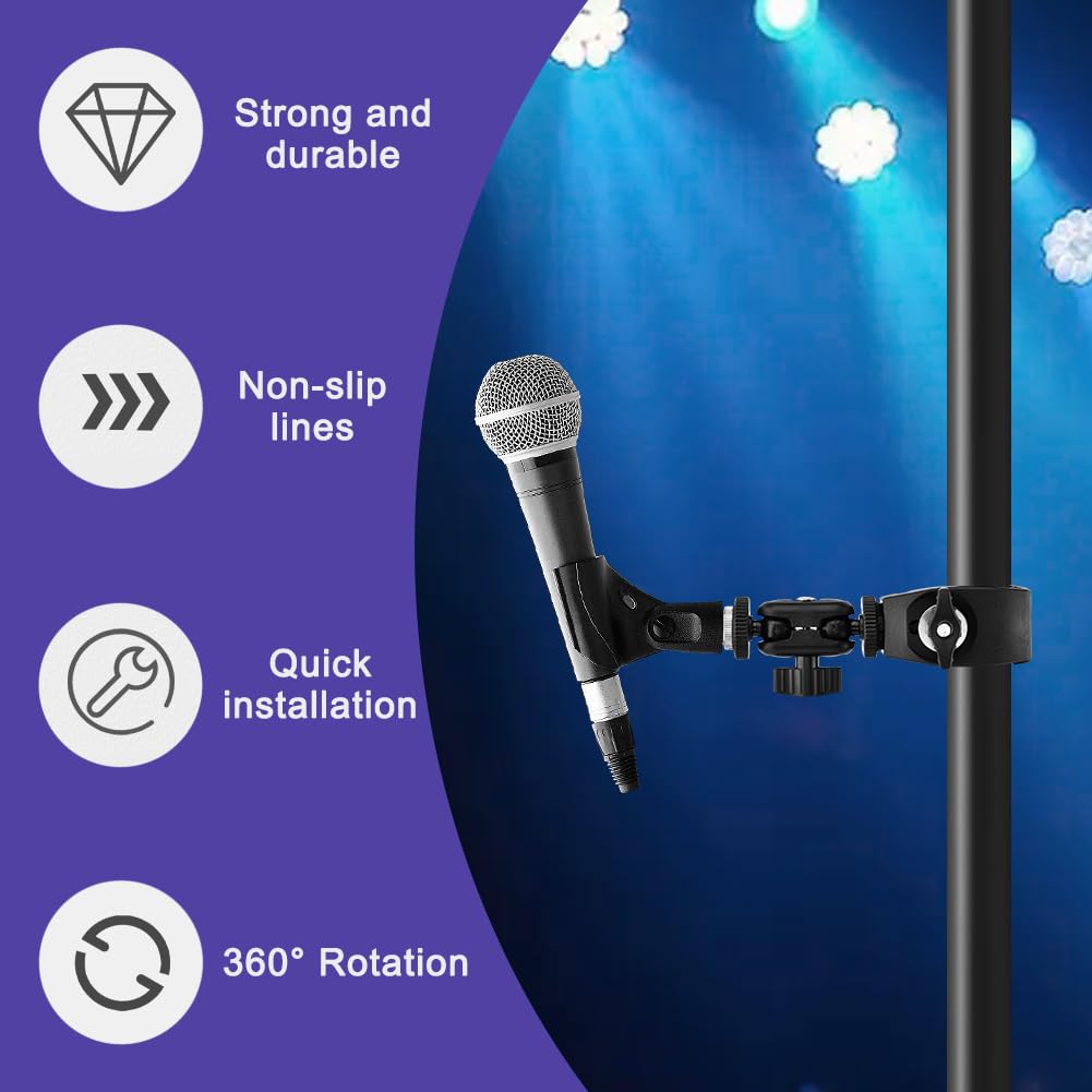 Mic Crab Clamp, Double Ball‑Head Microphone Holder with 1/4″‑5/8″ Adapter