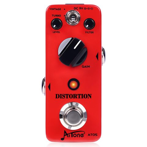 AITONE Analog Distortion Guitar Pedal, Vintage and Turbo Modes (AT-05)