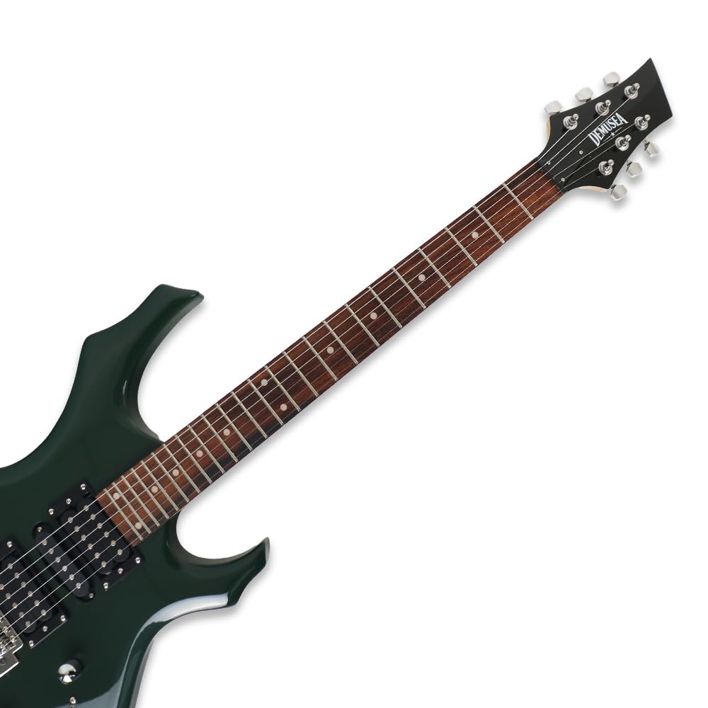 Dark Green Unique Shape Electric Guitar With 20W Amplifier Kit HSH Pickup Single Tremolo Maple Neck Phoenix Boody All In One Practice Beginner Starter (FIRE, Dark Green)
