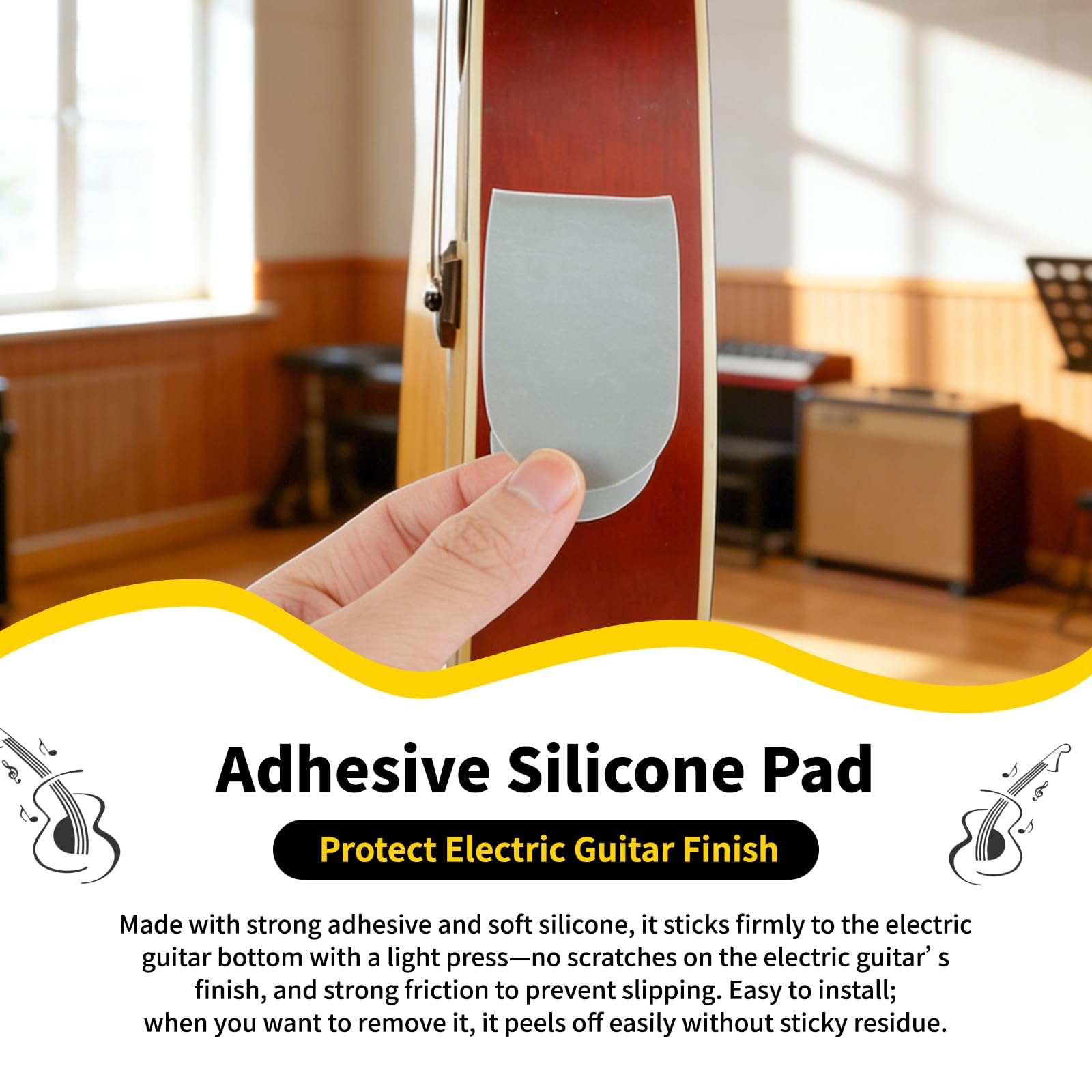 Guitar Leg Rest Non-Slip Silicone Pad,2 Pcs (6.6×1.5in) for Guitars
