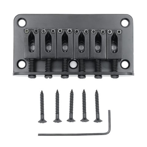 Xuxing 78mm Fixed Hardtail Bridge for 6 String Fender Strat Tele Electric Guitar (Black, 78mm)