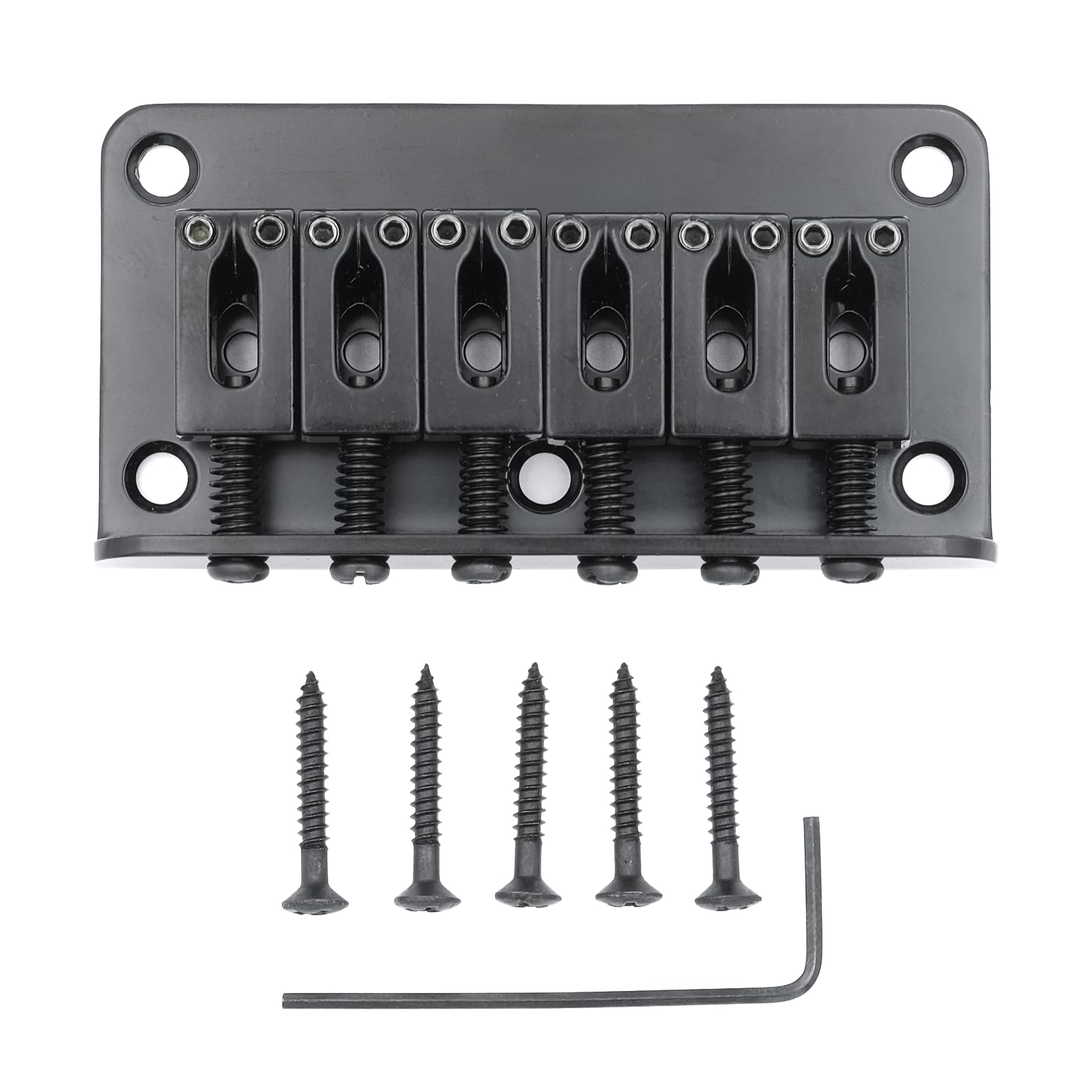 Xuxing 78mm Fixed Hardtail Bridge for 6 String Fender Strat Tele Electric Guitar (Black, 78mm)