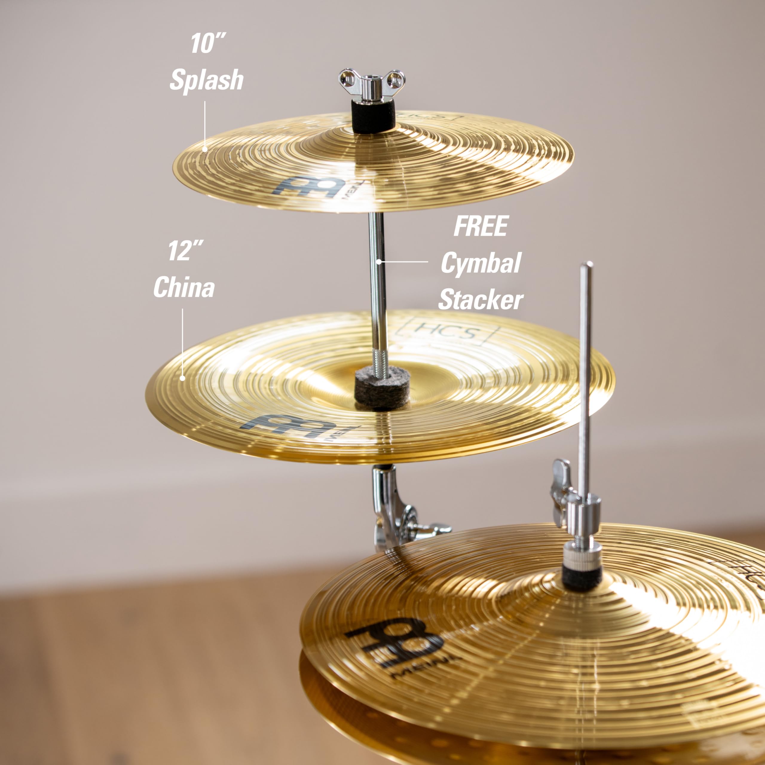 Meinl Cymbals HCS-FX HCS Cymbal Box Set Effects Pack with 10″ Splash, 12″ China, Plus a FREE Cymbal Stacker (VIDEO)