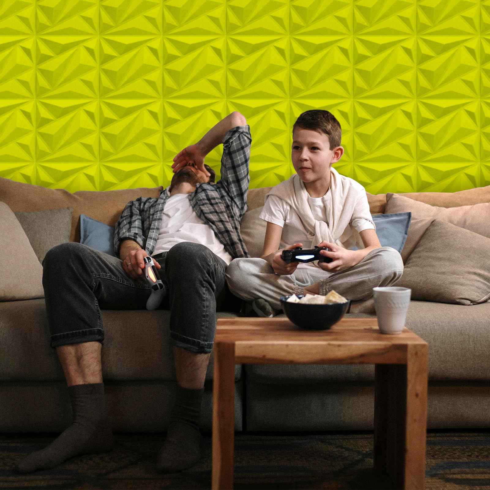 Art3dwallpanels Acoustic Panels, Fluorescent Green, 20 Pack, 12″ X 12″