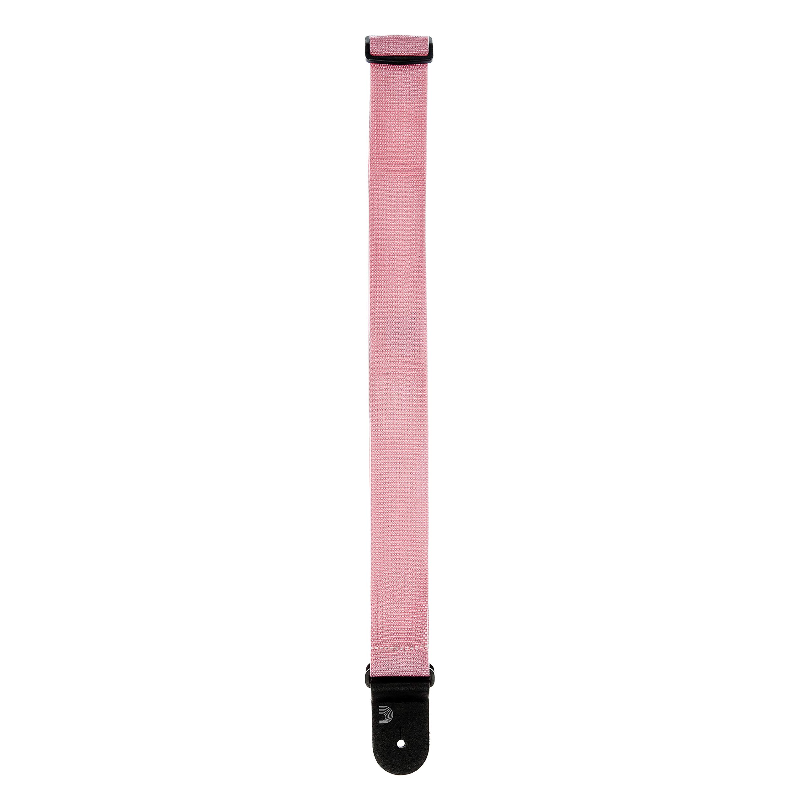 D’Addario Polypropylene Guitar Strap – Pink, Adjustable, Leather Ends – Guitar Accessory for Electric, Acoustic, Bass Guitars