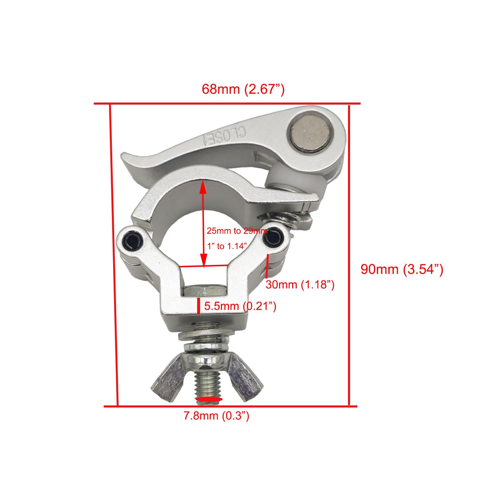 2 Pcs Stage Lighting Clamp 1-1.14 Inch Lighting Mount Fits 25-29mm OD Pipe Duty 165lb Hook Clamp for Projector Par Light Spotlight (Silver)