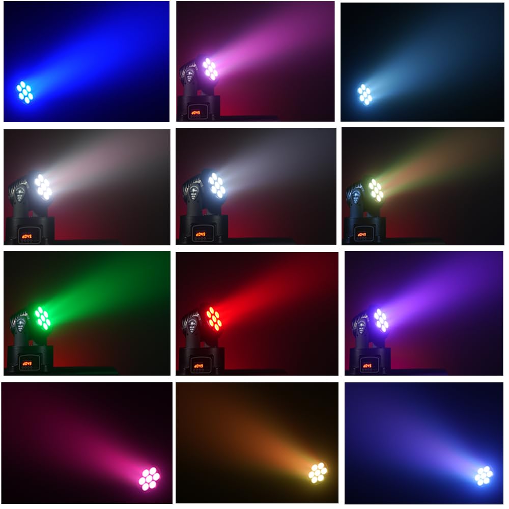 MINGJIE Moving Head Wash Light, 7x10W LED DMX DJ Stage Light