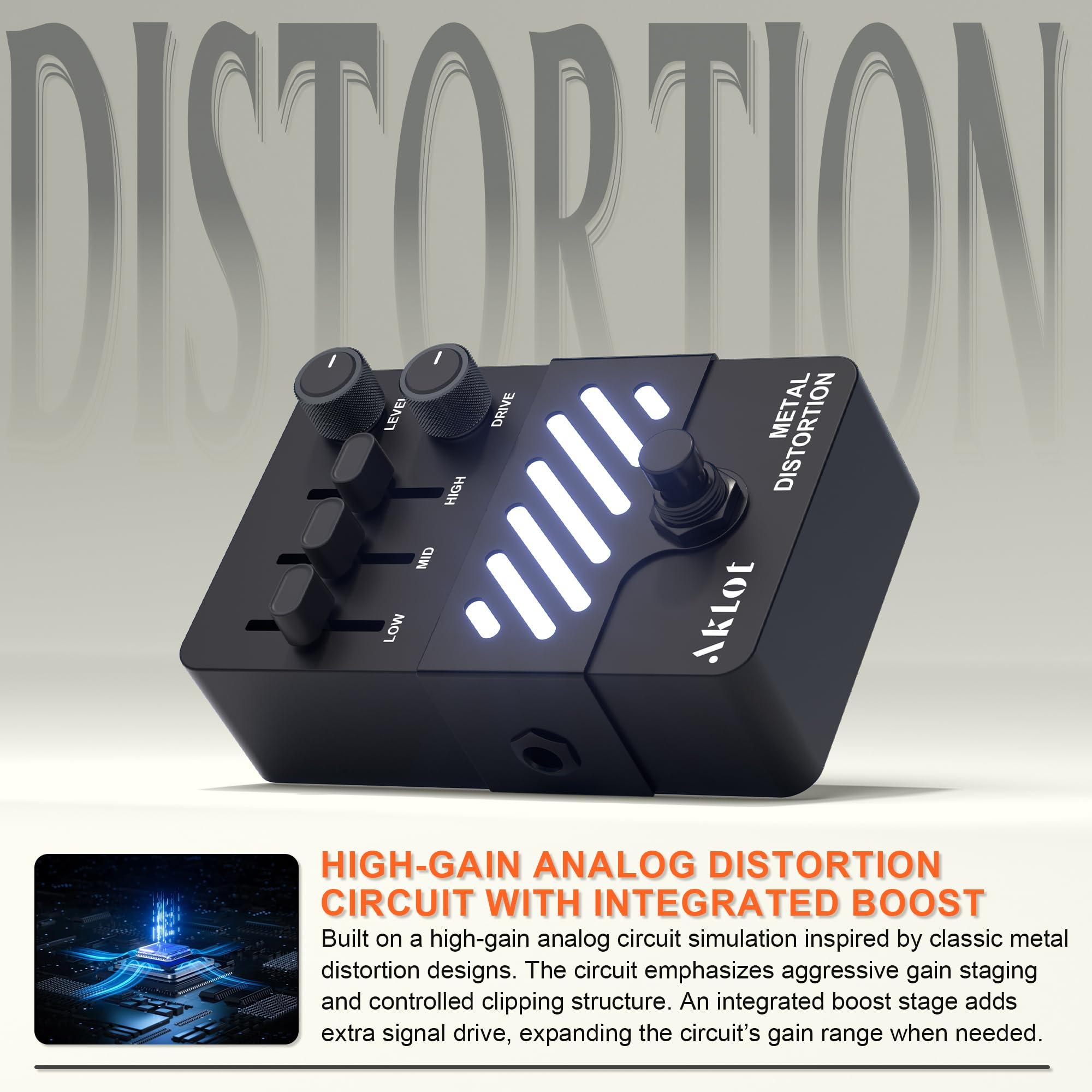 AKLOT 7-Band Equalizer Guitar Pedal: Precise Frequency Shaping, (100Hz 200Hz 400Hz 800Hz 1.6kHz 3.2kHz), Compact Mini Electric EQ Guitar Pedal with True Bypass, NEON Spectrum