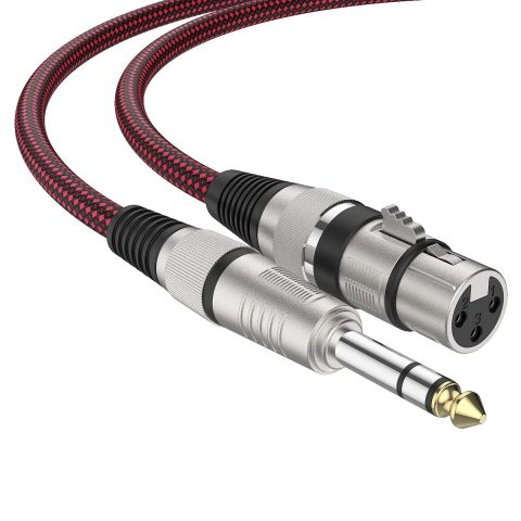 BIFALE XLR Female to 1/4″ TRS Cable 6ft 2Pack, Nylon Braided Microphone Cable Balanced 6.35mm (1/4 Inch) TRS to XLR Cable Heavy Duty Mic Cable