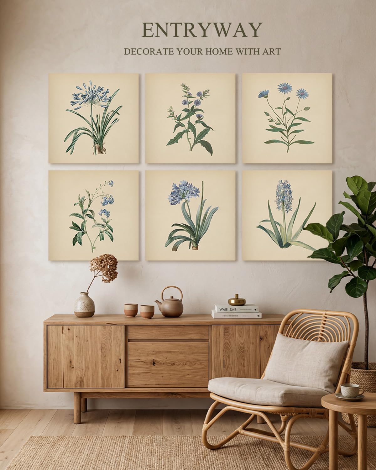 InSimSea Acoustic Wall Art, 72×48 In, Vintage Botanical Art