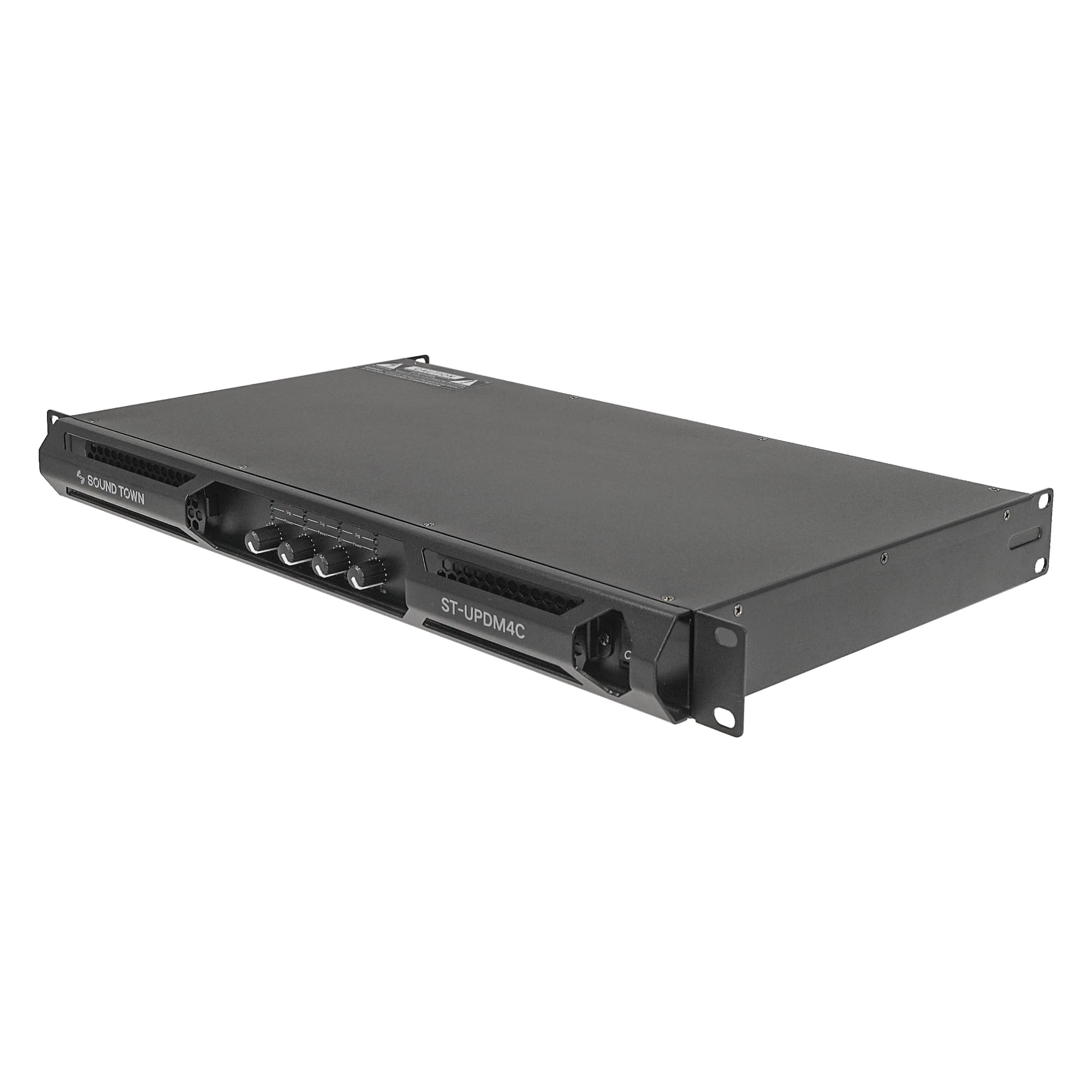 Sound Town Ultra-Lightweight 1U 4-Channel PA/DJ Power Amplifier, 4 x 1400W at 4-ohm, Supports 2, 4 & 8-ohm (ST-UPDM4C)