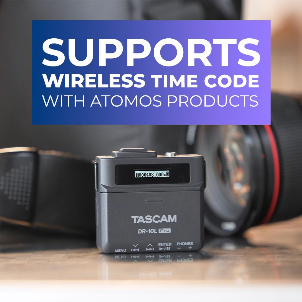 TASCAM DR-10L Pro Field Recorder with Lavalier Microphone and 32-bit Float Recording for Audio for Video — Supports 512GB microSDXC and LTC Jam Sync for Seamless Timecode Synchronization