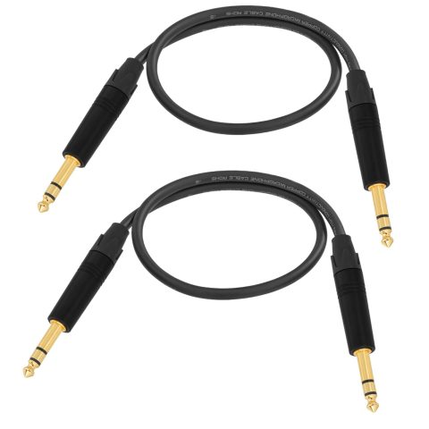 Superbat Premium 6.35mm TRS Balanced Stereo Audio Cable 2FT,24AWG Low Noise Dual Shielded with Gold Plated Connectors for Electric Guitar, Bass, Keyboard, Amp, Speaker 2-Pack