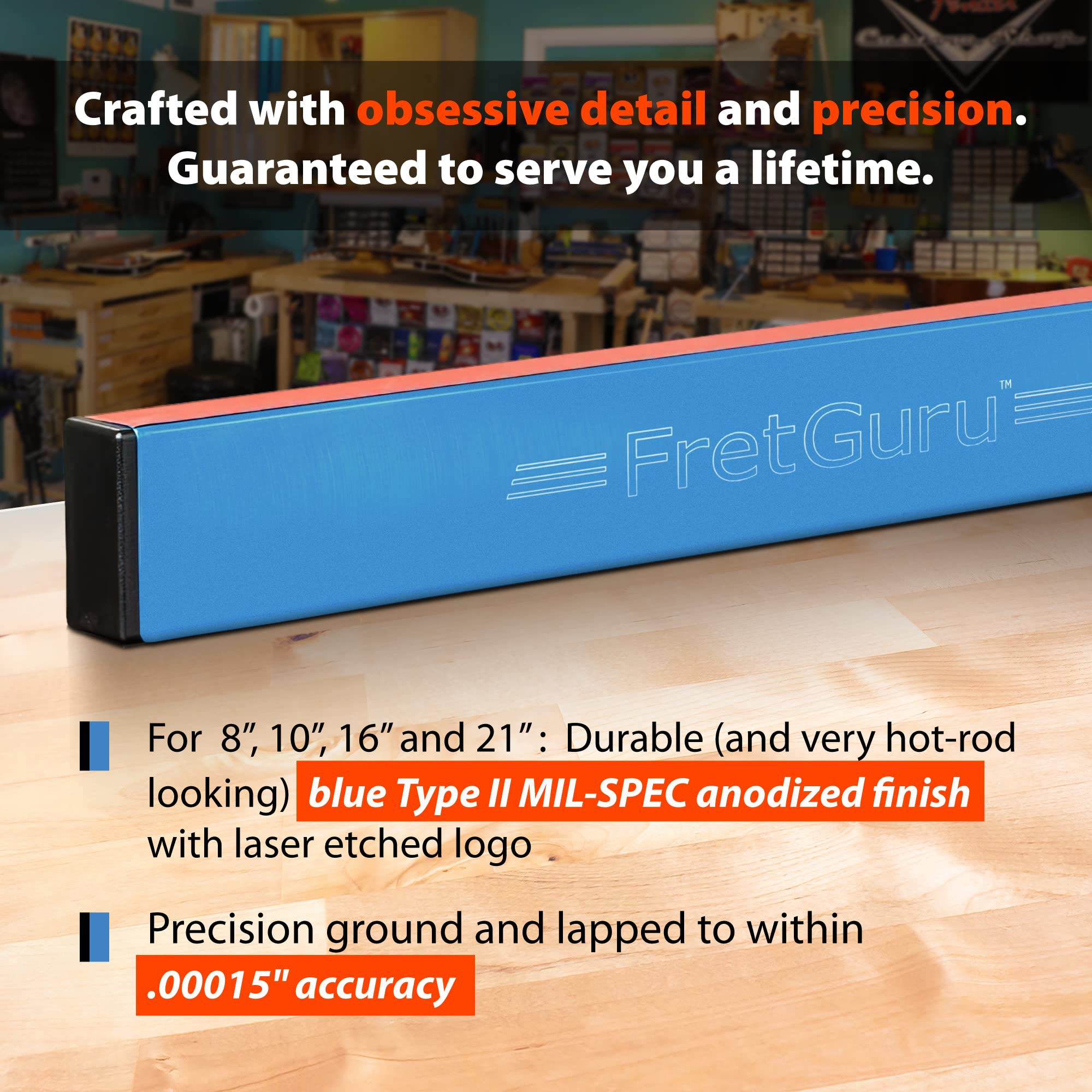 FretGuru Fret Leveler – Professional Sanding Beam Ultra-Precision, 10″