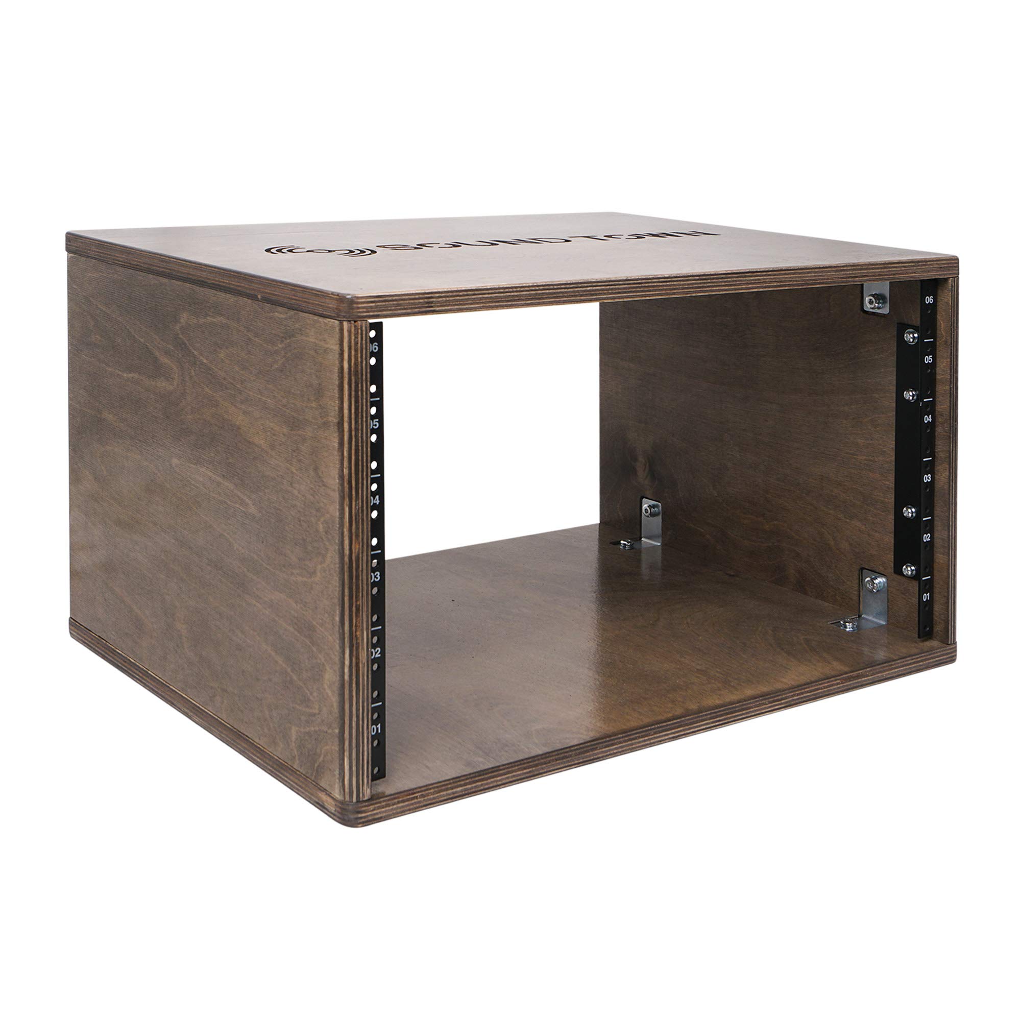 Sound Town DIY 6U Studio Rack with Solid Baltic Birch Plywood, Weathered Brown (SDRK-Y6B)
