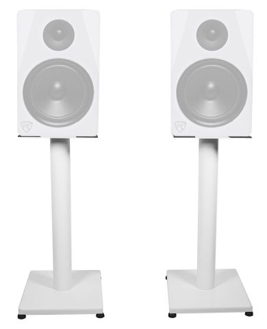 Rockville RS21W V2 Pair 21″ Steel Bookshelf Speaker/Monitor Stands, White