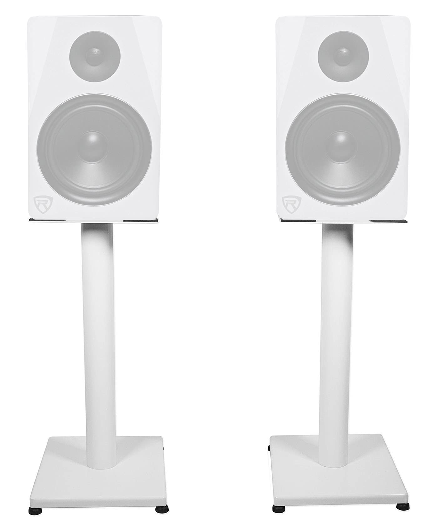 Rockville RS21W V2 Pair 21″ Steel Bookshelf Speaker/Monitor Stands, White