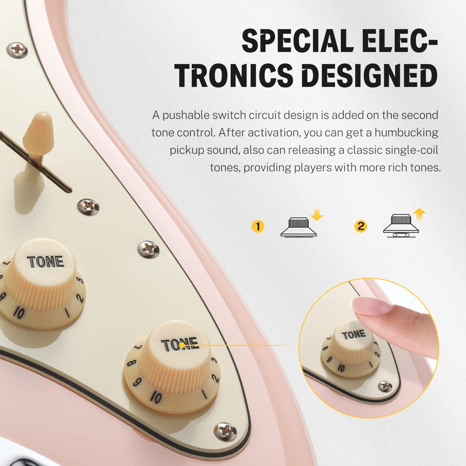 Donner DST-200 Full-size Beginner Electric Guitar with HSS Coil Split, Pink