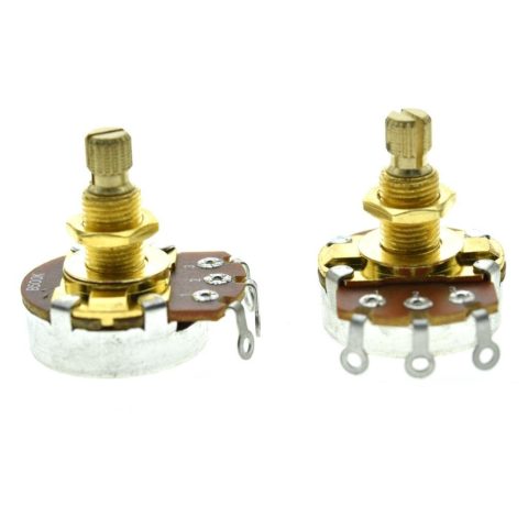KAISH Pack of 2 Full Size Metric Guitar Bass Pots with 18mm Brass Shaft Linear Taper Potentiometers B500K
