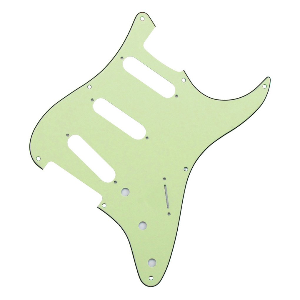 FLEOR SSS 8 Hole Vintage ST Pickguard Guitar Back Plate with Screw for Vintage ST Style Guitar Parts, 3Ply Mint Green