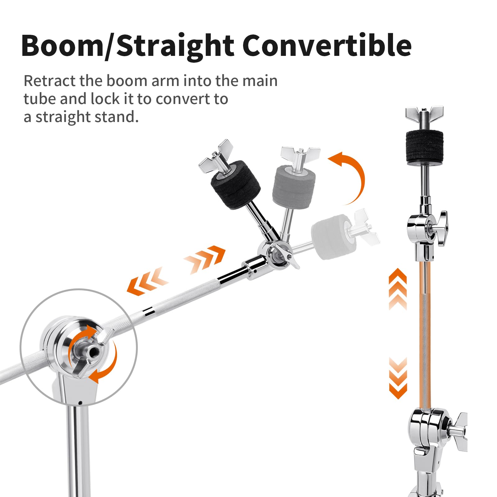 Seteol Heavy Duty Boom/Straight 2-in-1 Convertible Cymbal Stand