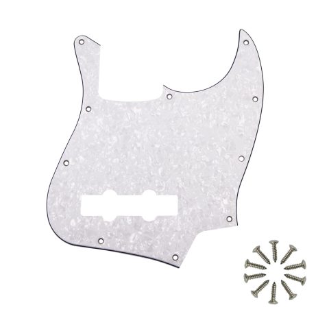 Phrilam 10-Hole Jazz Bass Pickguard for Fender 4 String, White Pearl 4Ply