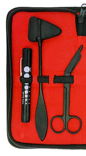 SURGICAL ONLINE Limited Edition – Full Tactical Black – Grudge Style Set of 5 pcs Reflex Percussion Taylor Hammer + Penlight + Tuning Fork C 128 C 512 + Bandage Scissors 5.5″