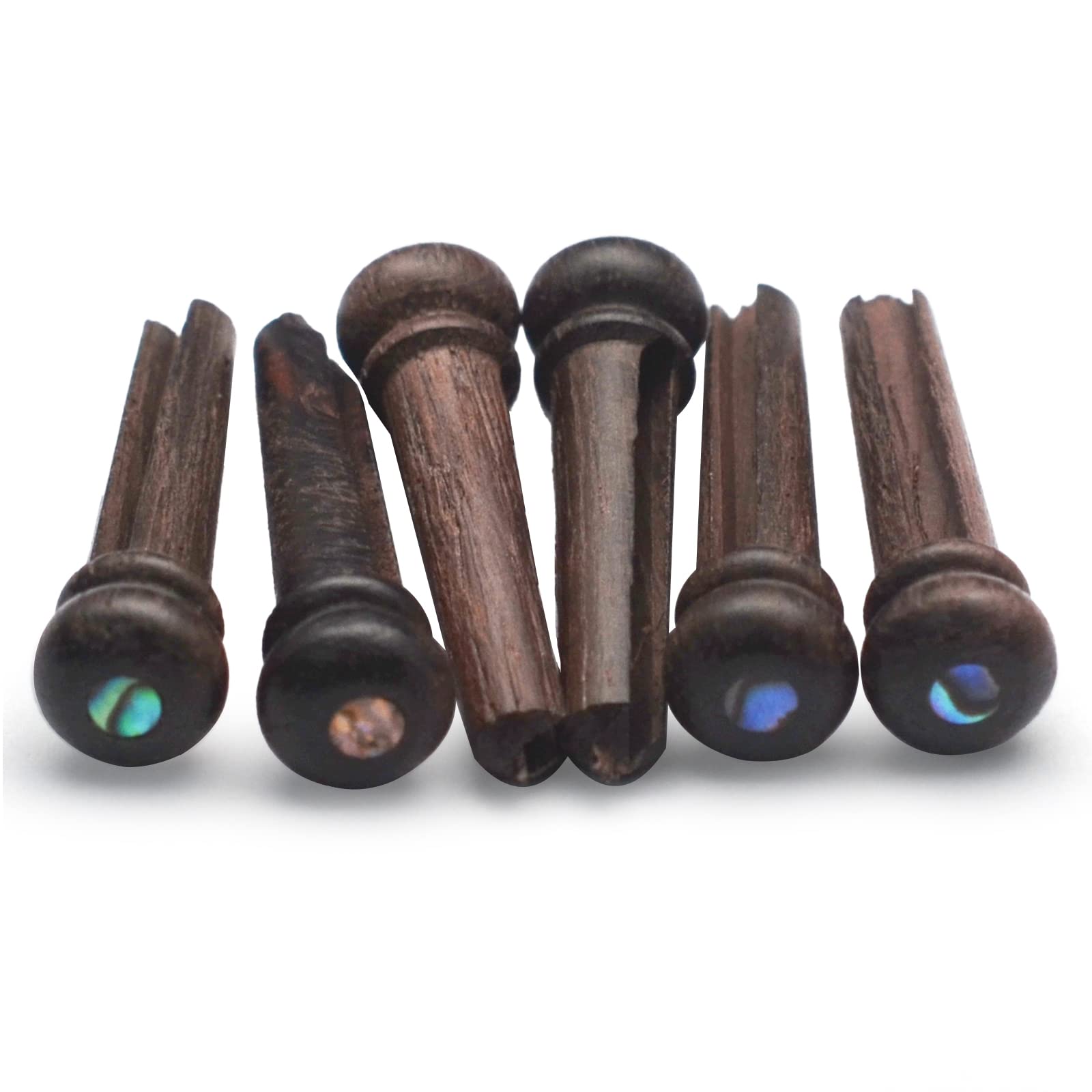MAXCHEER 6Pcs Rosewood Guitar Pins for Acoustic Guitar with 3.0mm Green Abalone Dots Guitar Pressure String Nails Pin Guitar Parts