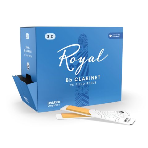 D’Addario Royal Organic Bb Clarinet Reeds Strength 3.0, 25-Pack