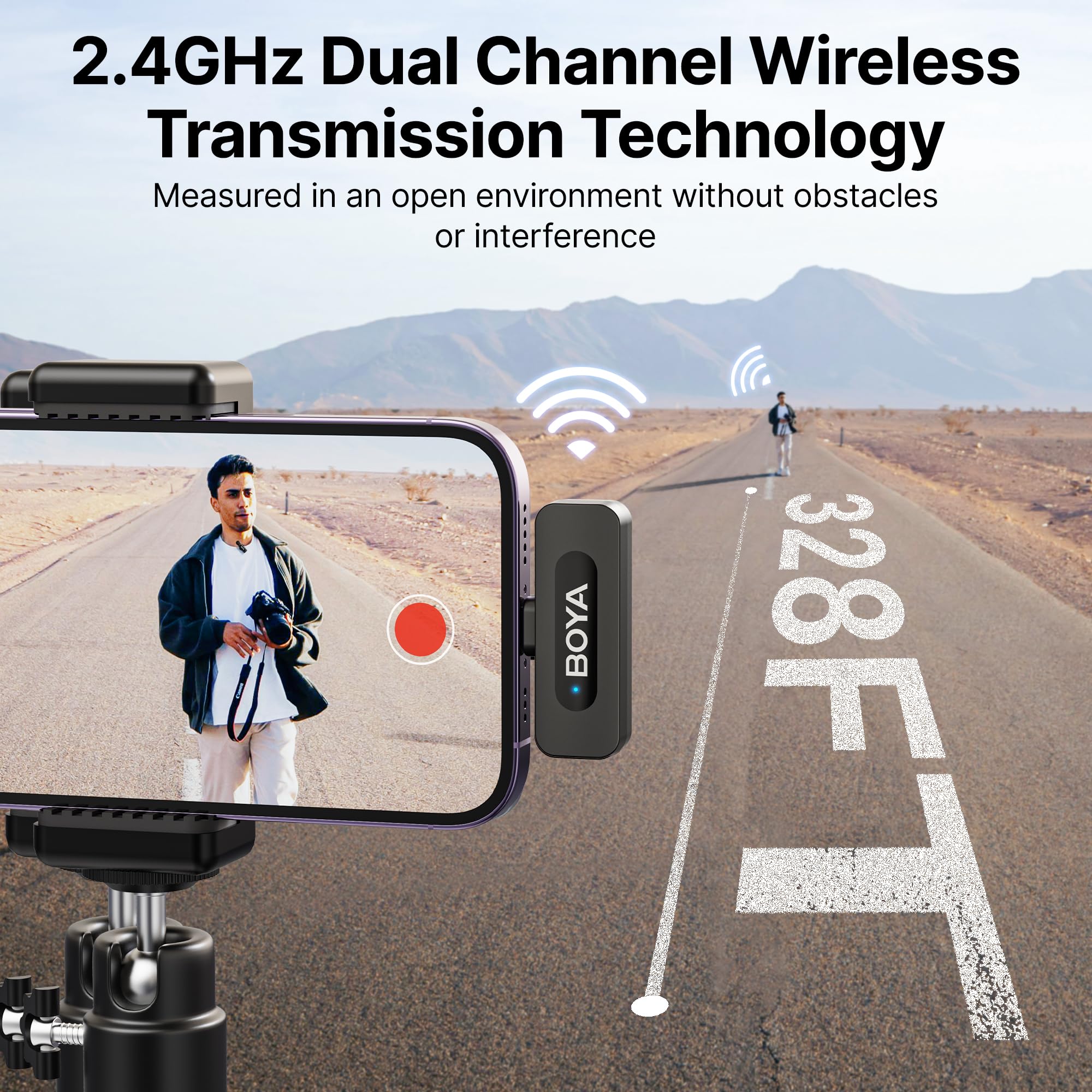 BOYA BY-V3 Combo Wireless Microphone for iPhone Android Smartphone,100M Los Range,36H Duration,Noise Cancellation,Plug&Play Lavalier Lapel Mics for Vlogging Interview 2-in-1 Charging Case(2TX+2RX)