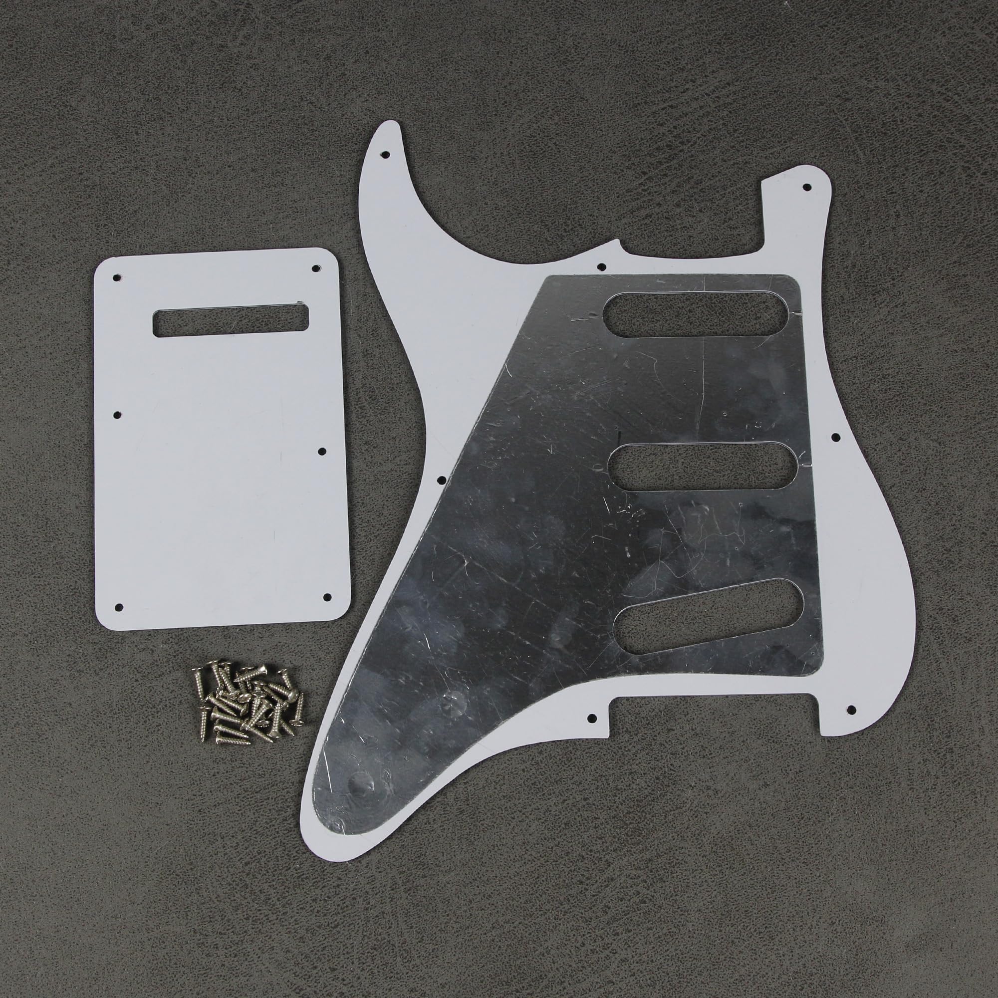 FLEOR SSS 8 Hole ST Pickguard Guitar Backplate Tremolo Cavity Cover with Screw for Vintage ST Style Guitar Parts, 4Ply Red Tortoise Shell